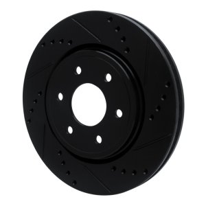 Nissan Xterra Brake Rotor (1) - Front Right - R1 Concepts - Drilled & Slotted - Black - `05-`25